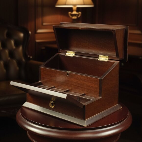 VTG Bombay Company Wooden Step Chest Desk Top Organizer Box - Picture 1 of 6